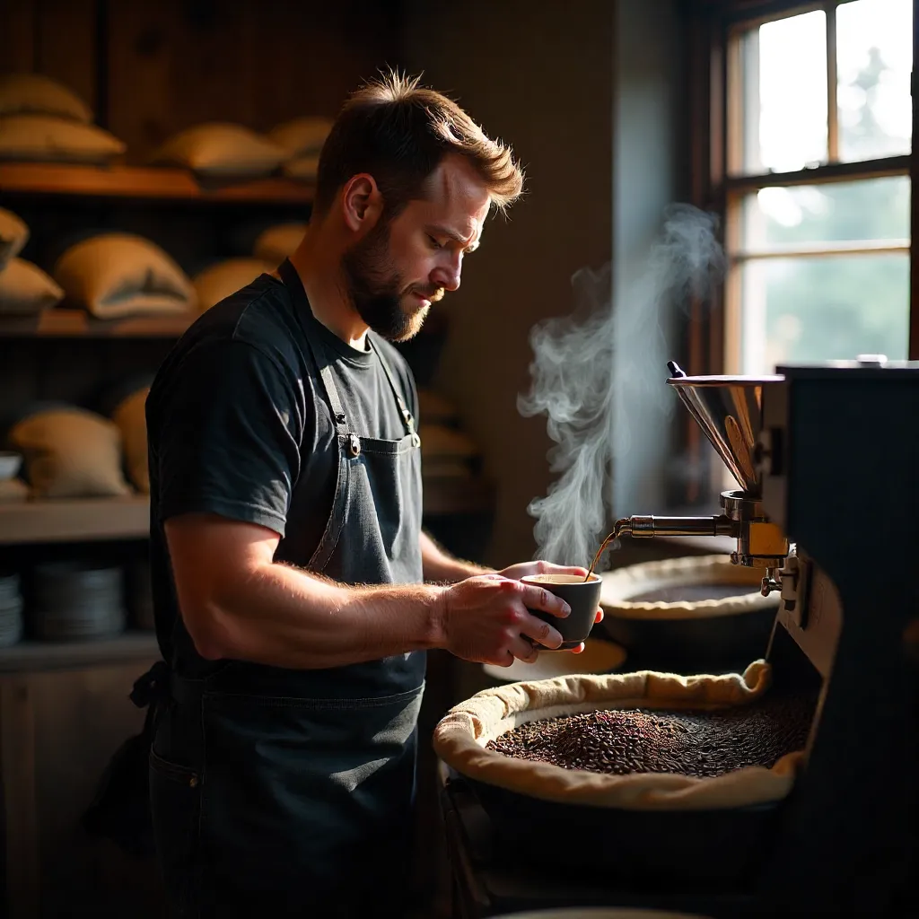 Fair trade coffee beans being sorted